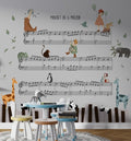 Music Notes Wallpaper : Animals on Sheet Music Kids Mural