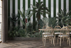 Striped Tropical Jungle Wallpaper : Green Stripes Mural