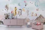 Cute Animal Parade Wallpaper : Pastel Kids Mural