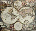 Antique World Map Wallpaper : Vintage Double Hemisphere Mural - View 2