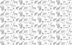 Grey Safari Animals Wallpaper : Sketched Wildlife Pattern - View 2