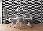Black and White Triangle Wallpaper : Monochrome Geometric Pattern Mural - View 3
