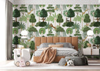 Topiary Tree Pattern Wallpaper : Green Garden Repeat - View 2
