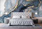 Navy Gold Marble Wallpaper : Watercolour Agate Swirl Mural - View 3
