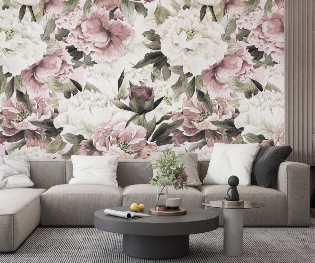 Blush Peony Wallpaper : Large Pink Floral Mural