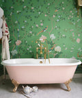 Green Chinoiserie Wallpaper : Blossom Branch Bird Mural