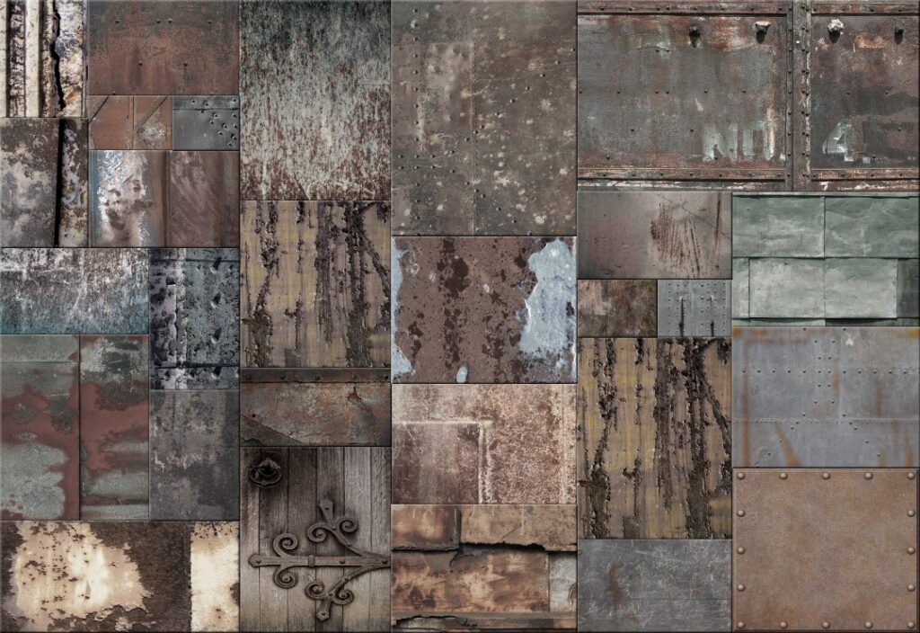 Rusty Concrete Wallpaper : Brown Industrial Panel Mural - View 2