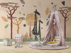 Giraffe Savanna Kids Wallpaper : Boho Tree Safari Mural
