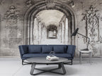 3D Arch Corridor Wallpaper : Old Stone Architecture Mural - View 3