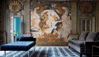Gold Crane Wallpaper : Mauve Baroque Floral Mural - View 5