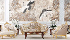 Gold Crane Wallpaper : Mauve Baroque Floral Mural - View 4