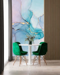 Turquoise Pink Marble Wallpaper : Gold Vein Alcohol Ink Mural