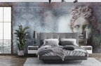 Classical Sculpture Wallpaper : Distressed Greek Head Statue Mural - View 3