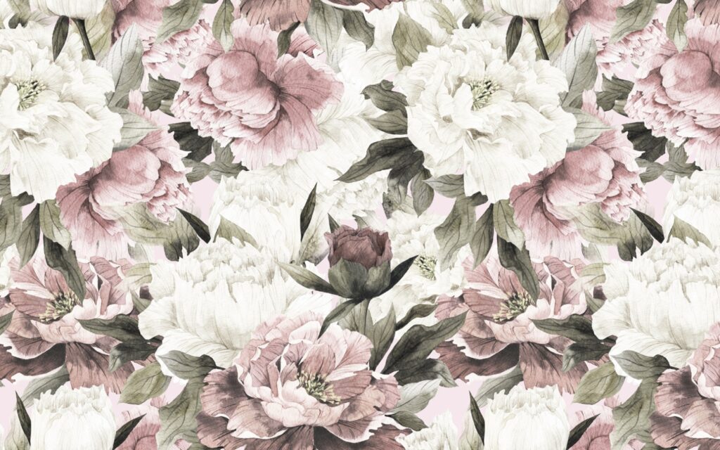 Blush Peony Wallpaper : Large Pink Floral Mural - View 2