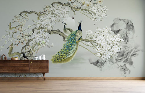 Peacock Blossom Wallpaper : Chinoiserie Branch Mural