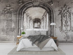3D Arch Corridor Wallpaper : Old Stone Architecture Mural