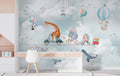 Cycling Giraffe Wallpaper : Animals on Bikes Sky Mural