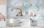 Cycling Giraffe Wallpaper : Animals on Bikes Sky Mural