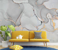 Pale Grey Marble Wallpaper : Soft Gold Vein Alcohol Ink Mural