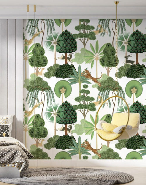 Topiary Tree Pattern Wallpaper : Green Garden Repeat