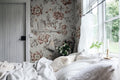 Vintage Brown Floral Wallpaper : Chintz Flower Pattern on Grey Mural