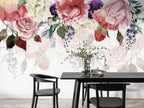 Hanging Roses Wallpaper : Watercolor Floral Cascade Mural