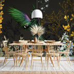 Emerald Parrot Night Wallpaper : Dark Botanical Bird Mural - View 6