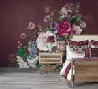 Burgundy Peony Wallpaper : Dark Romantic Floral Mural