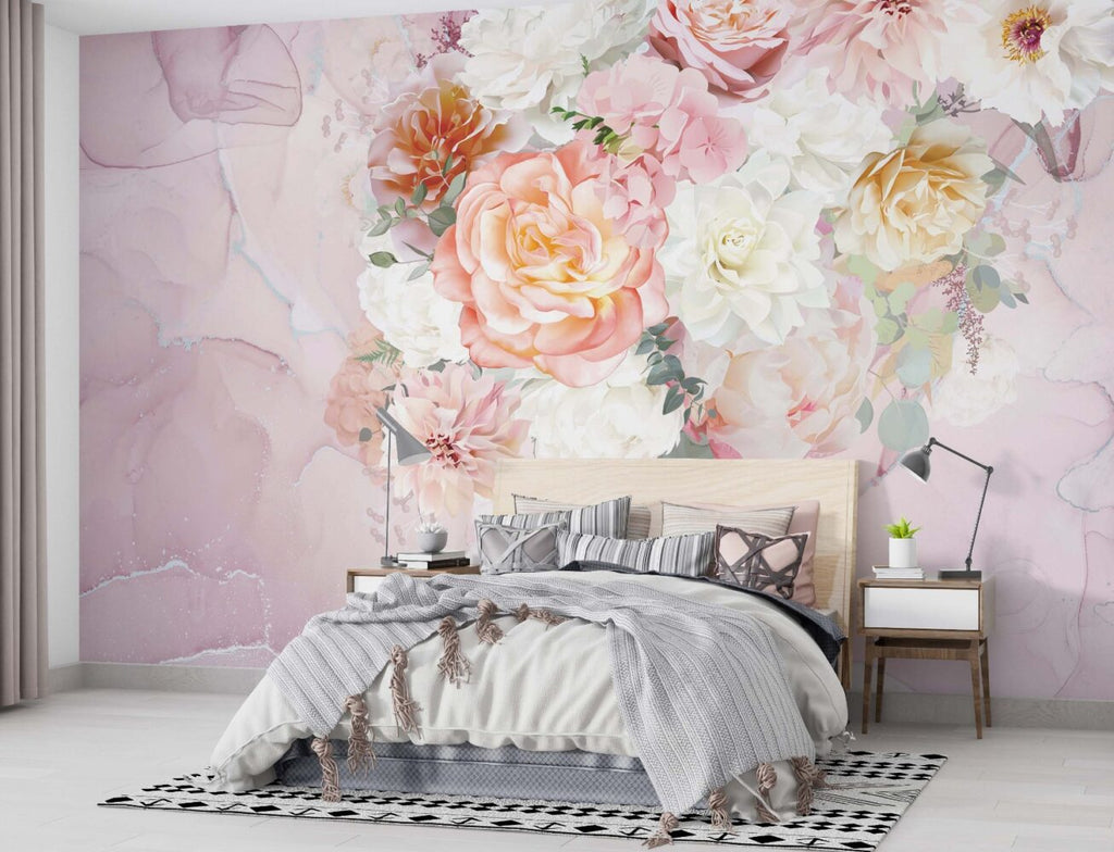 Blush Peony Wallpaper : Large Watercolor Rose Mural