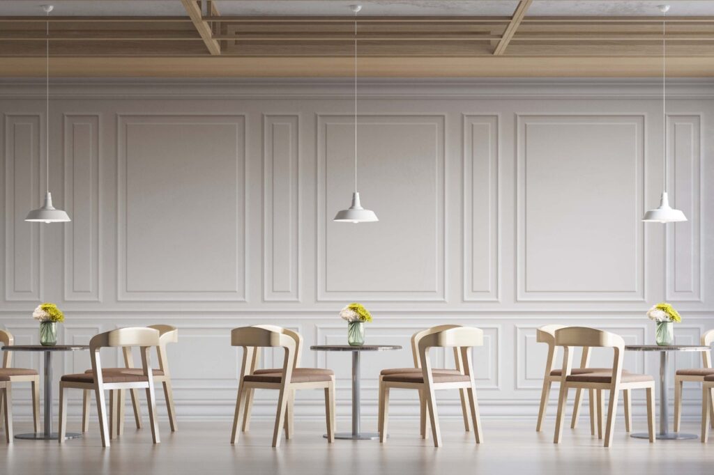 White Wall Panel Wallpaper : Classic Molding Effect Mural