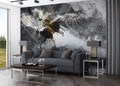 Eagle Ink Splash Wallpaper : Black White Gold Abstract Mural
