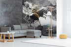 Eagle Ink Splash Wallpaper : Black White Gold Abstract Mural - View 4