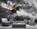 Soaring Eagle Wallpaper : Black and Gold Ink Splash Mural