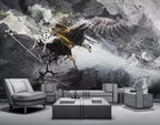 Soaring Eagle Wallpaper : Black and Gold Ink Splash Mural