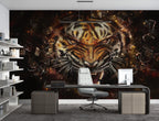 Fierce Tiger Wallpaper : Roaring Tiger Face Mural