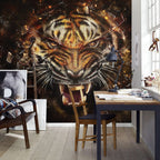 Fierce Tiger Wallpaper : Roaring Tiger Face Mural - View 5