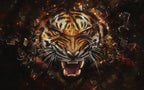 Fierce Tiger Wallpaper : Roaring Tiger Face Mural - View 2