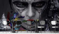 Painted Face Portrait Wallpaper : Monochrome Pop Art Woman Mural