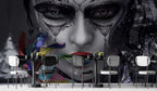 Painted Face Portrait Wallpaper : Monochrome Pop Art Woman Mural