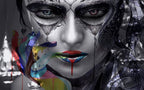 Painted Face Portrait Wallpaper : Monochrome Pop Art Woman Mural - flat design