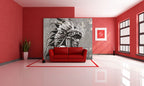 Tribal Chief Portrait Wallpaper : Black and White Graffiti Mural - View 3