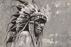 Tribal Chief Portrait Wallpaper : Black and White Graffiti Mural