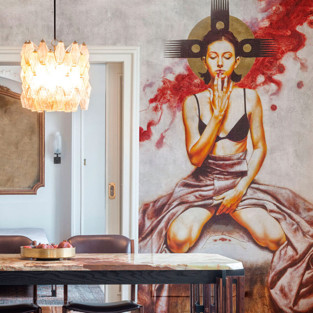 Crimson Muse Wallpaper : Contemporary Figurative Painting Mural