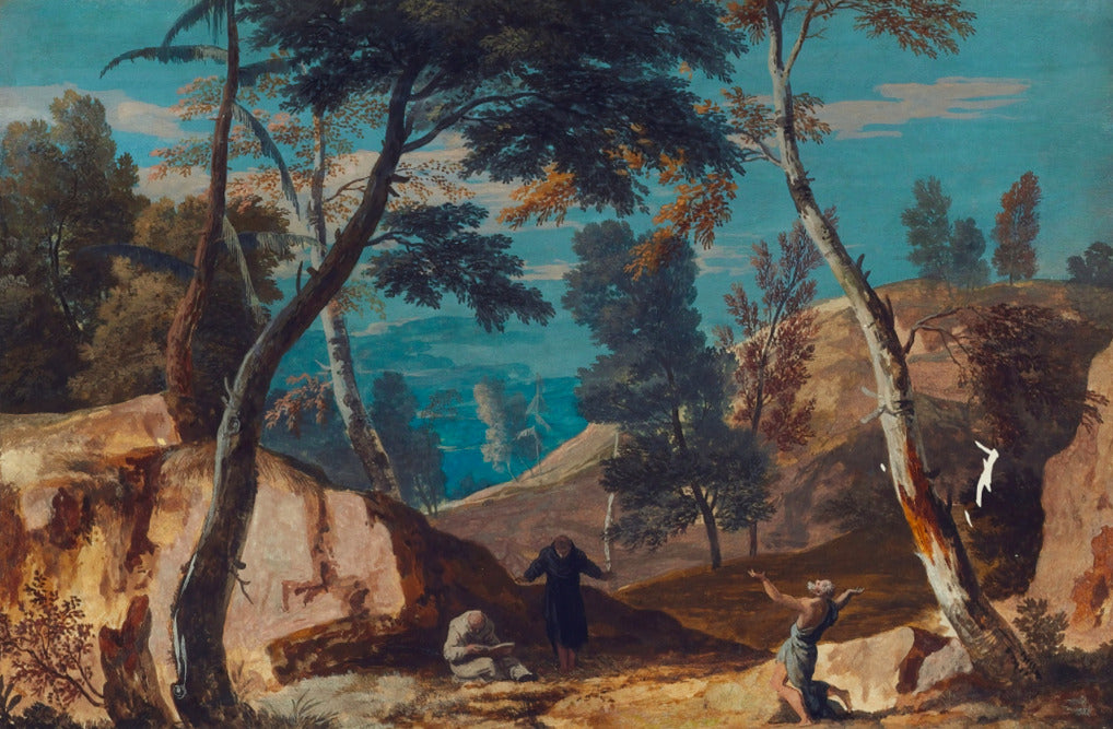 Classical Forest Landscape Wallpaper : Old Master Painting Mural - flat design