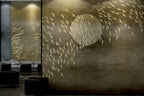 Golden Birds Moon Wallpaper : Brown Mosaic Flight Mural