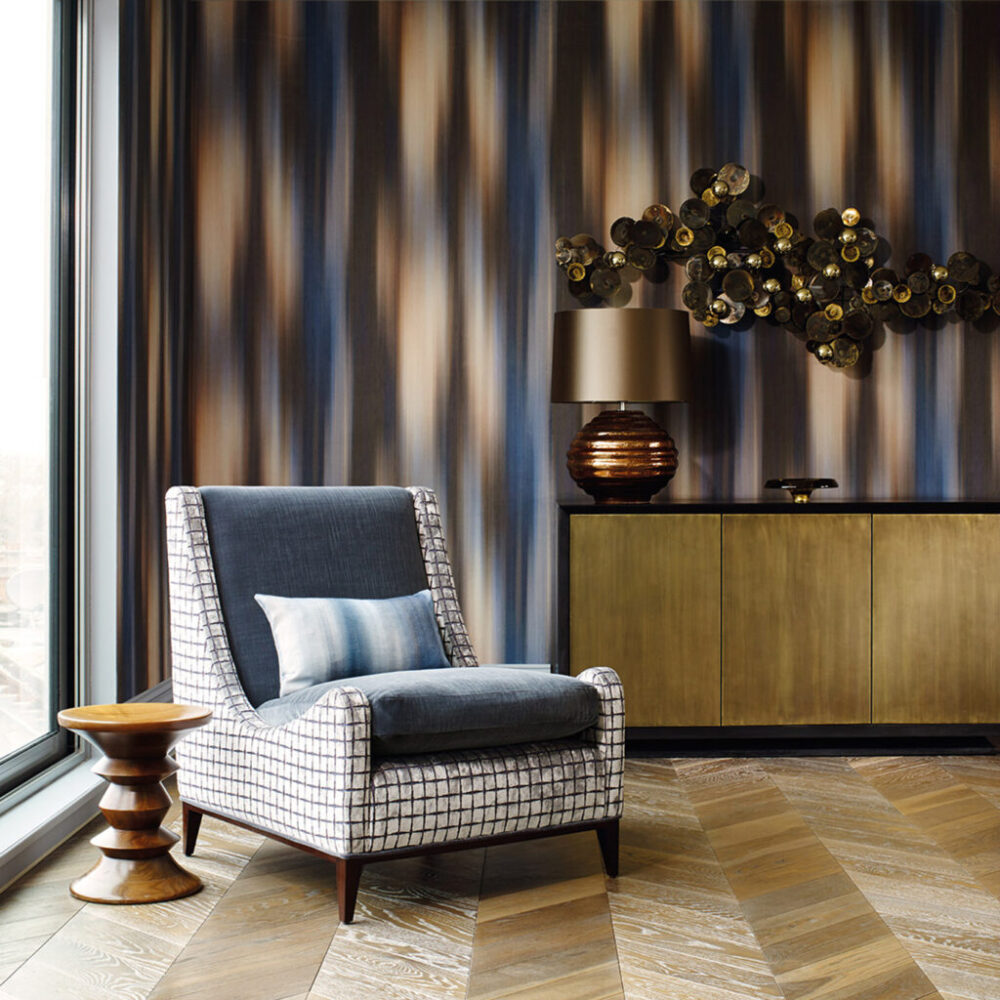 Blurred Stripe Wallpaper : Blue Brown Vertical Gradient Mural