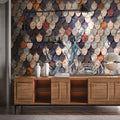 Feather Scale Wallpaper : Dark Iridescent Plume Mural