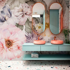 Pink Peony Garden Wallpaper : Oversized Watercolor Flower Mural