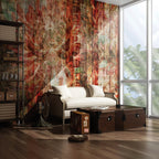 Rustic Wood Floral Wallpaper : Pink Teal Distressed Plank Mural - View 6
