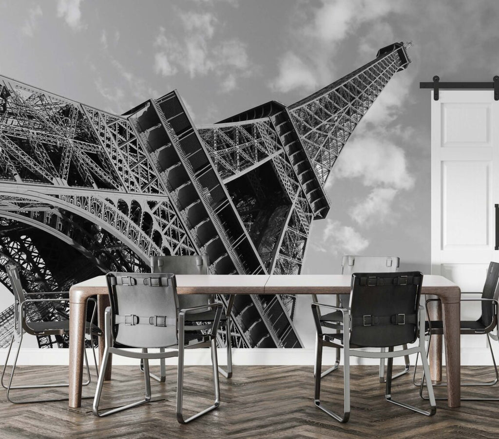 Eiffel Tower Wallpaper : Black White Paris Perspective Mural - View 4